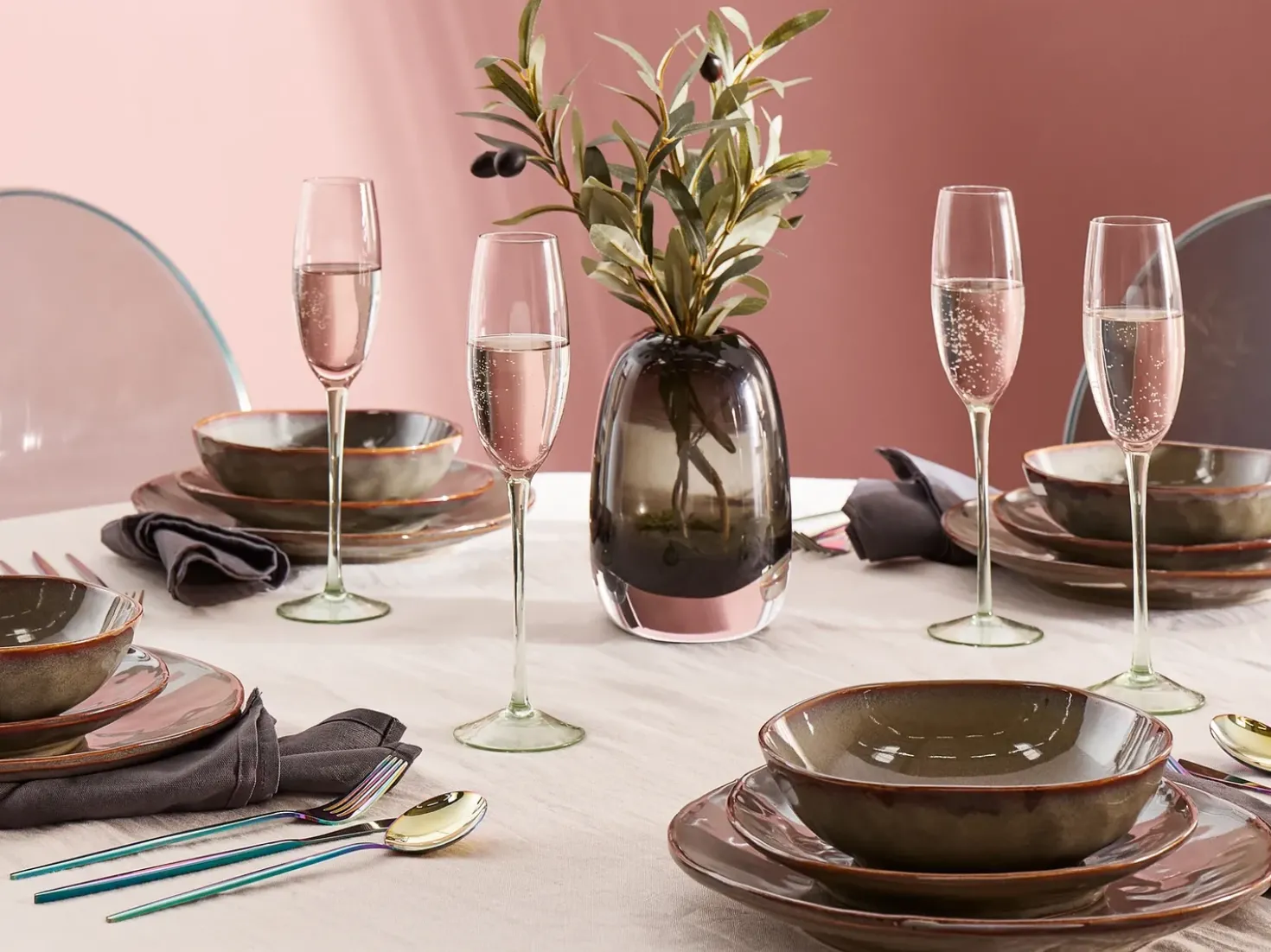 Set di 4 flûte da champagne DIOPSIDE 200 ml Rosa