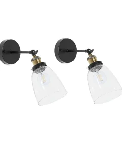 Set di 2 lampade da parete LOVAT Regolabile Metallo Trasparente Nero