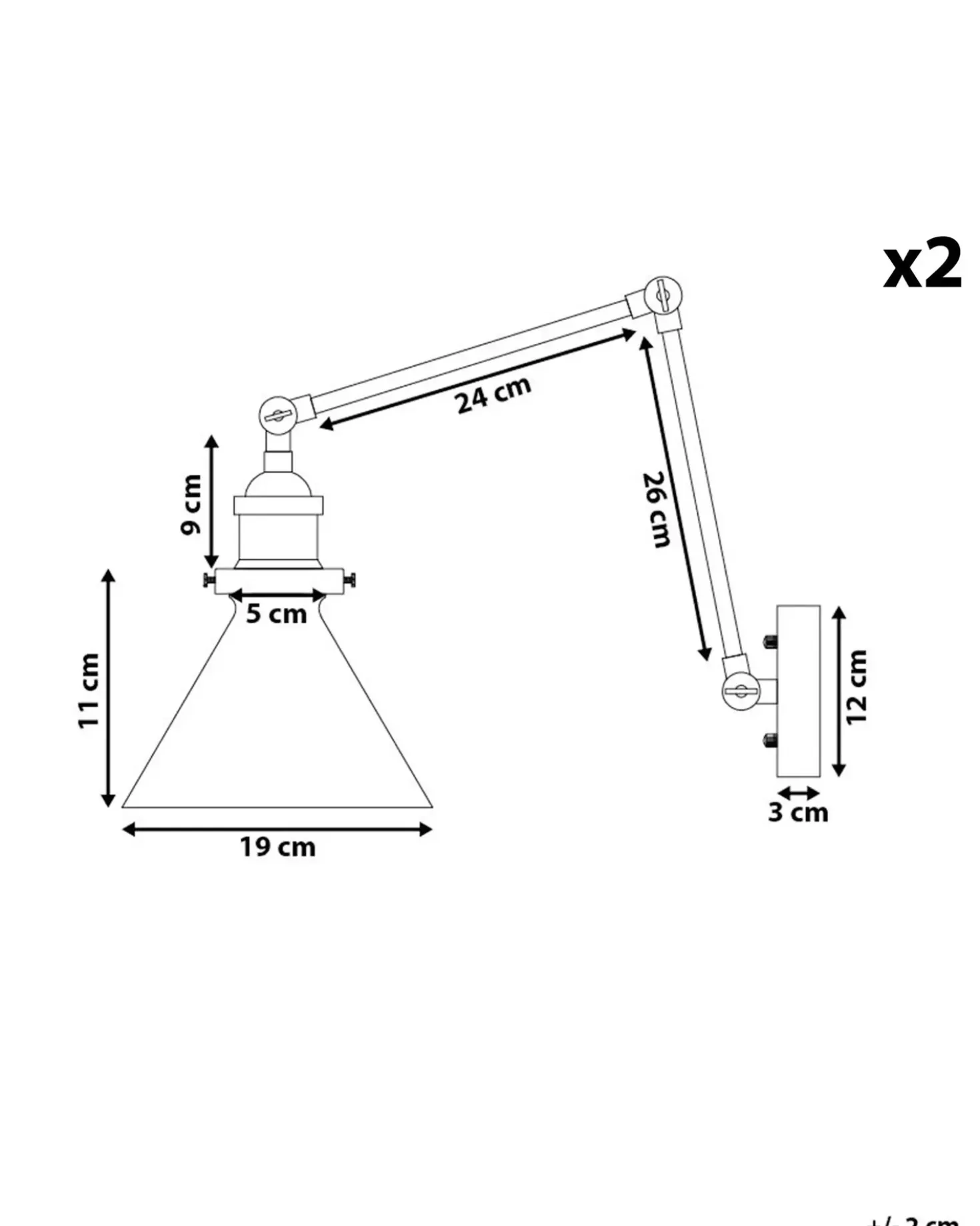 Set di 2 lampade da parete NARVA Regolabile Metallo Oro