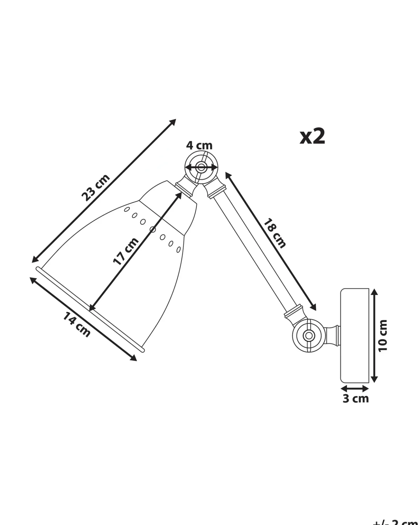 Set di 2 lampade da parete MISSISSIPPI Regolabile Metallo Bianco