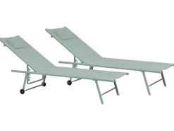 Set di 2 Lettini Prendisole SORONI Metallo Verde chiaro