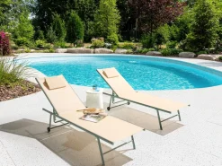 Set di 2 Lettini Prendisole SORONI Metallo Beige