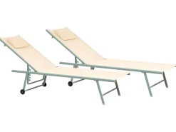 Set di 2 Lettini Prendisole SORONI Metallo Beige