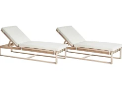 Set di 2 Lettini Prendisole con Cuscini AZZANELLO Legno d'acacia Bianco sporco