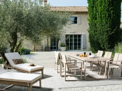 Set di 2 Lettini Prendisole con Cuscini AZZANELLO Legno d'acacia Bianco sporco