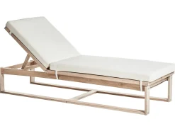 Set di 2 Lettini Prendisole con Cuscini AZZANELLO Legno d'acacia Bianco sporco