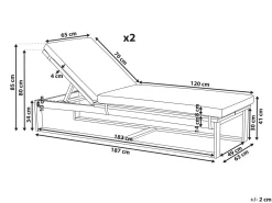Set di 2 Lettini Prendisole con Cuscini AZZANELLO Legno d'acacia Bianco sporco