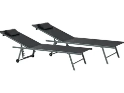 Set di 2 Lettini Prendisole SORONI Metallo Nero