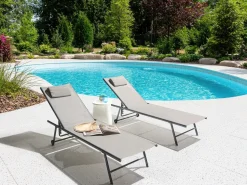 Set di 2 Lettini Prendisole SORONI Metallo Grigio chiaro