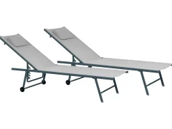 Set di 2 Lettini Prendisole SORONI Metallo Grigio chiaro