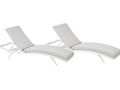 Set di 2 Lettini Prendisole con Cuscini AMELIA Metallo Grigio chiaro