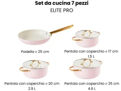 Set di 7 padelle ELITE PRO Rosa pastello