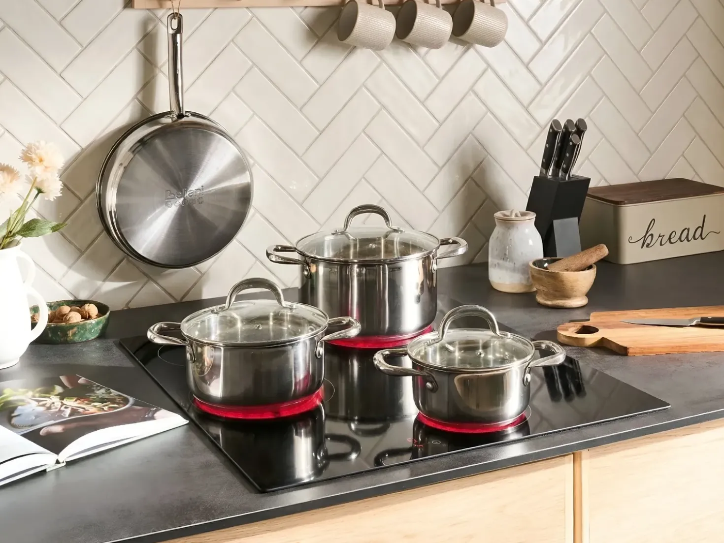Set di 7 padelle PRIMECOOK Acciaio inox Argento