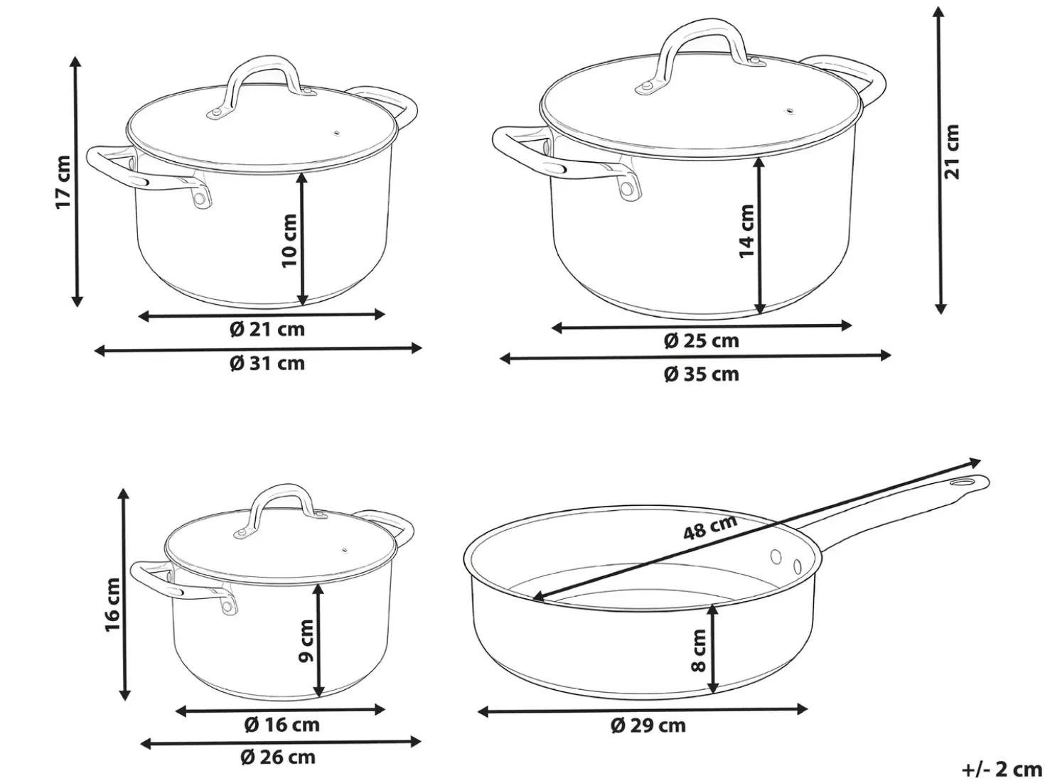 Set di 7 padelle PRIMECOOK Acciaio inox Argento