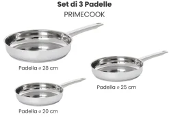 Set di 3 padelle PRIMECOOK Acciaio inox Argento