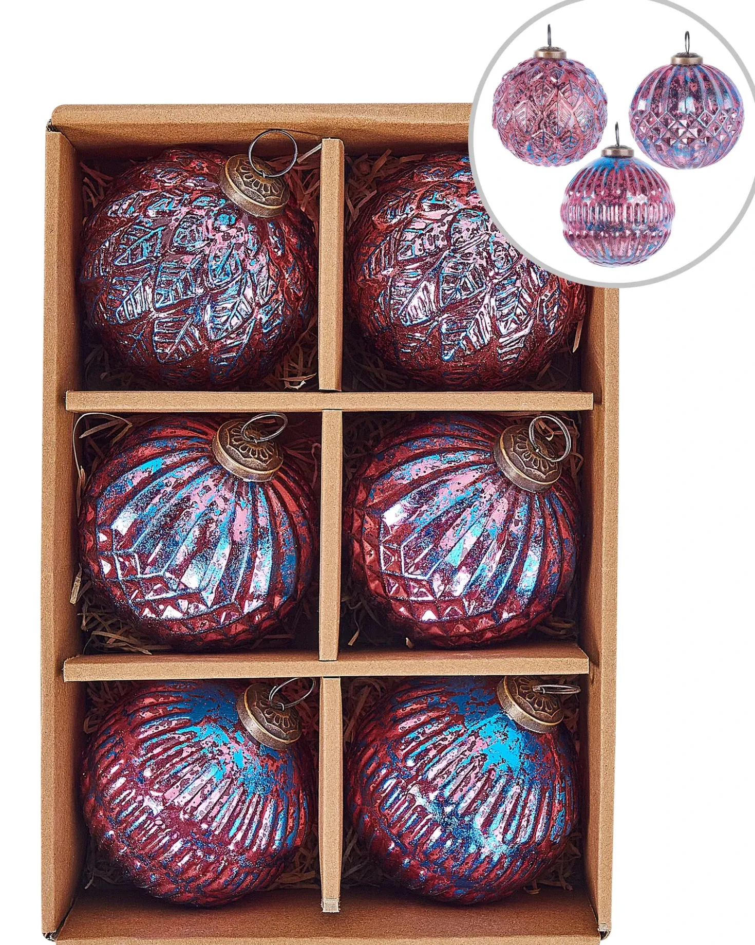 Set di 6 palline decorative ASTRAL Vetro Rosa