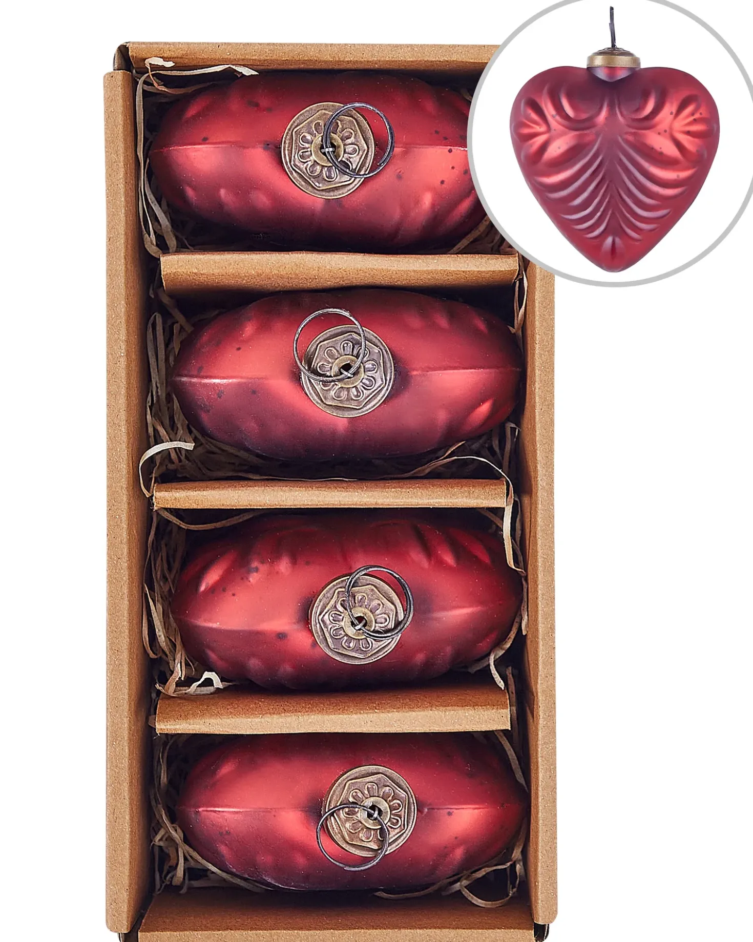 Set di 4 palline decorative FERIABLE Vetro Rosso