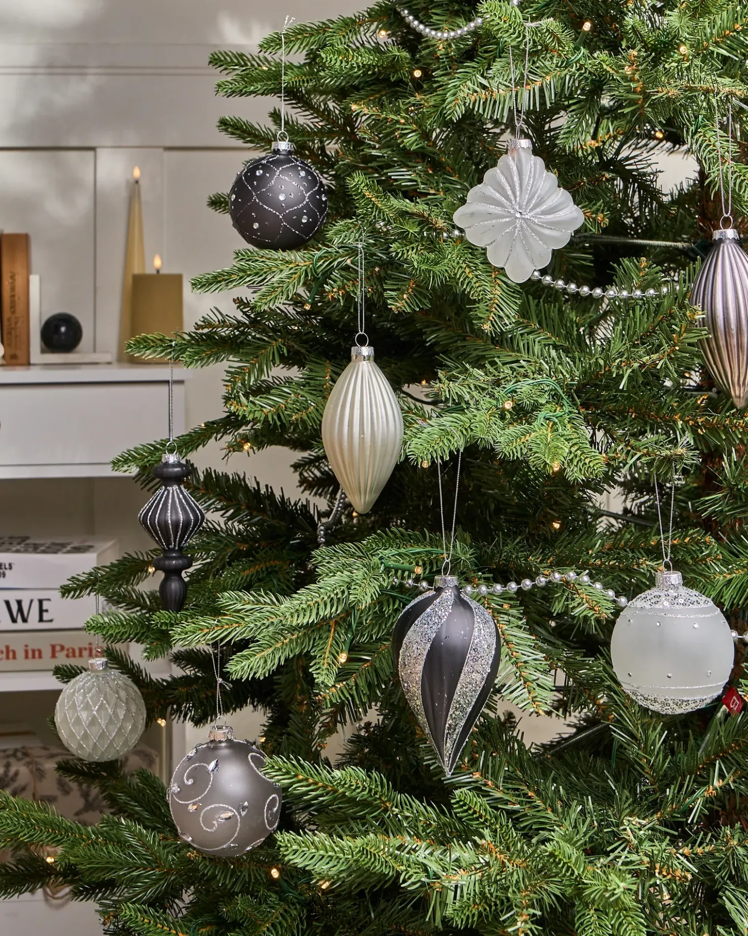 Set di 35 palline decorative FROSTFALL Vetro Grigio