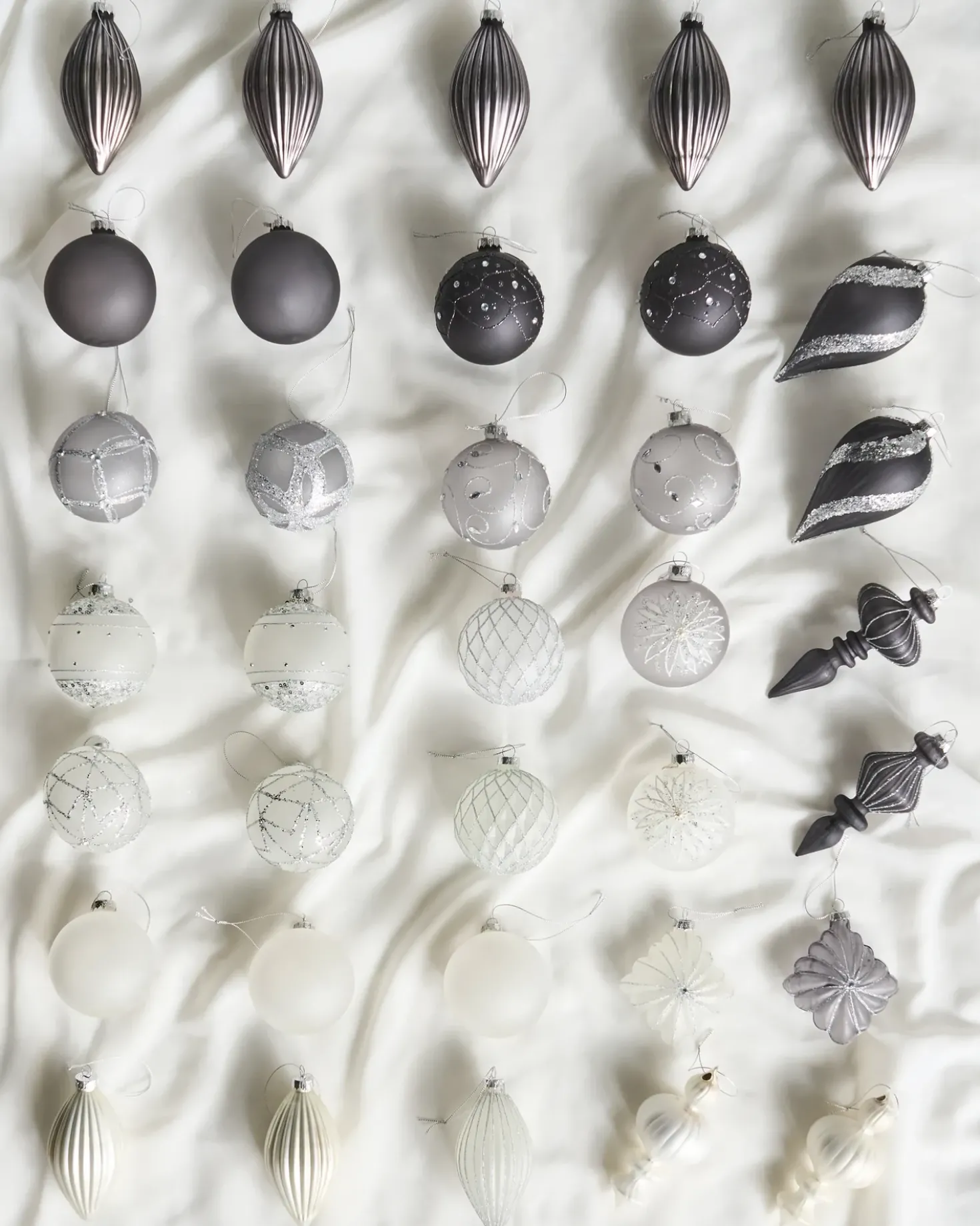 Set di 35 palline decorative FROSTFALL Vetro Grigio