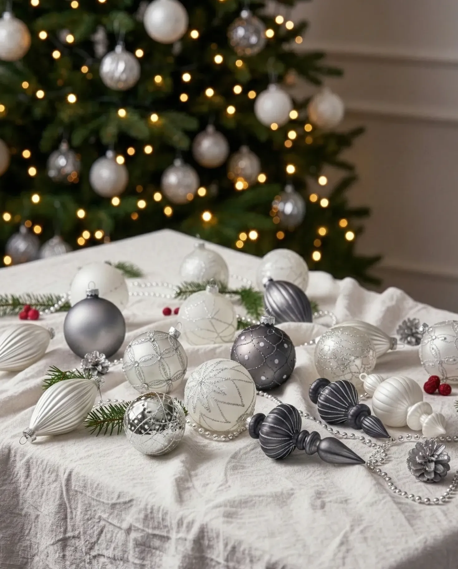Set di 35 palline decorative FROSTFALL Vetro Grigio