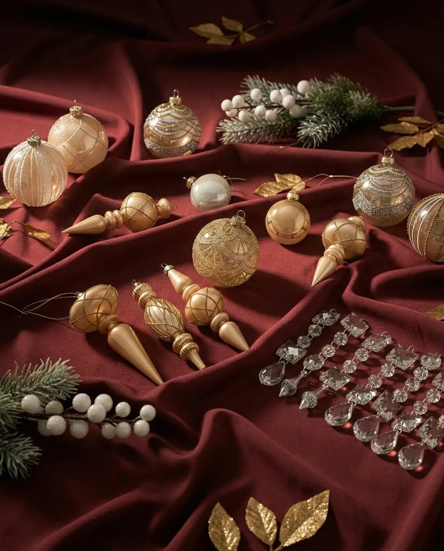 Set di 35 palline decorative BLING Vetro Oro