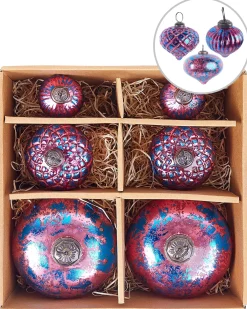 Set di 6 palline decorative ASTRALE Vetro Rosa