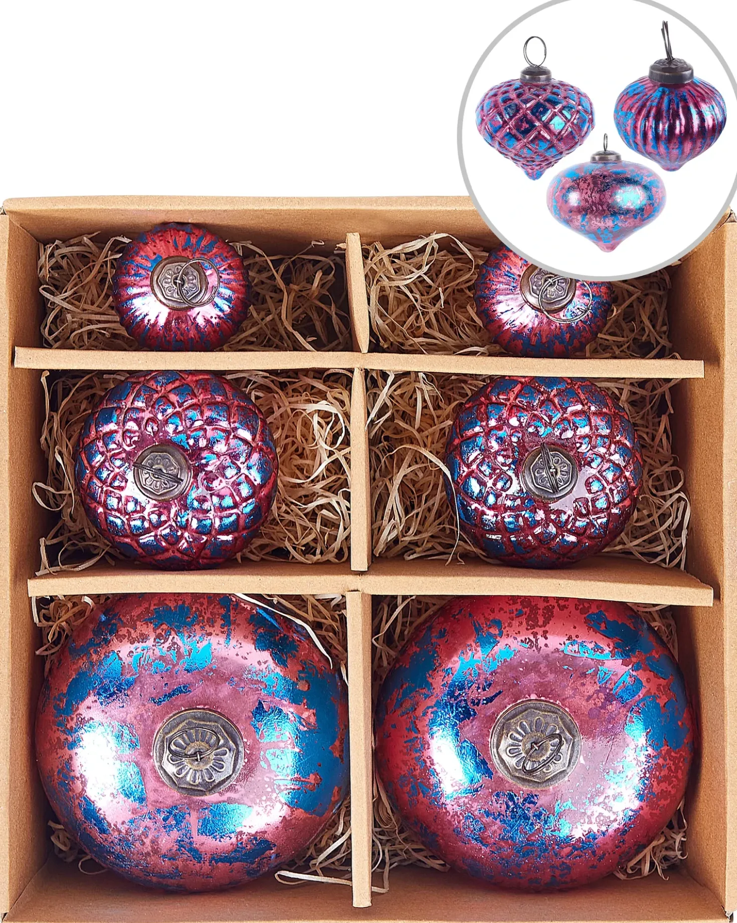 Set di 6 palline decorative ASTRALE Vetro Rosa