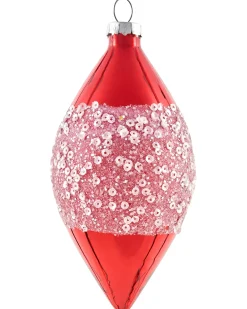 Set di 50 palline decorative SNOWFLAKE Vetro Rosso/Bianco