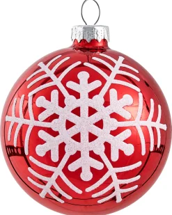 Set di 50 palline decorative SNOWFLAKE Vetro Rosso/Bianco