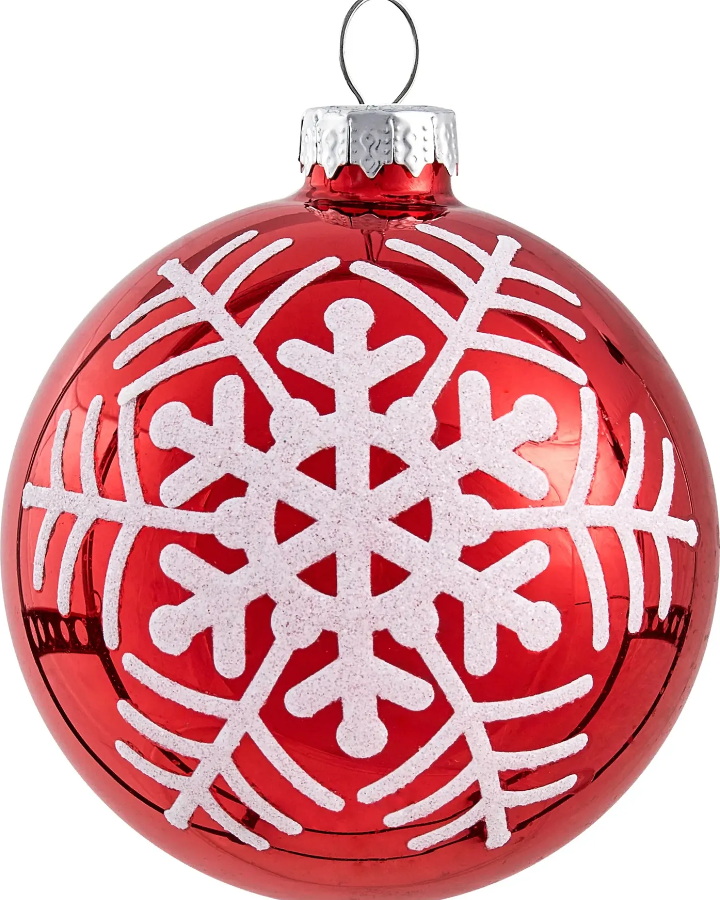 Set di 50 palline decorative SNOWFLAKE Vetro Rosso/Bianco
