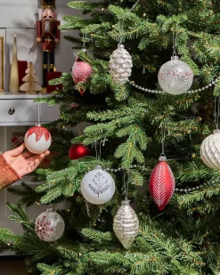 Set di 50 palline decorative SNOWFLAKE Vetro Rosso/Bianco