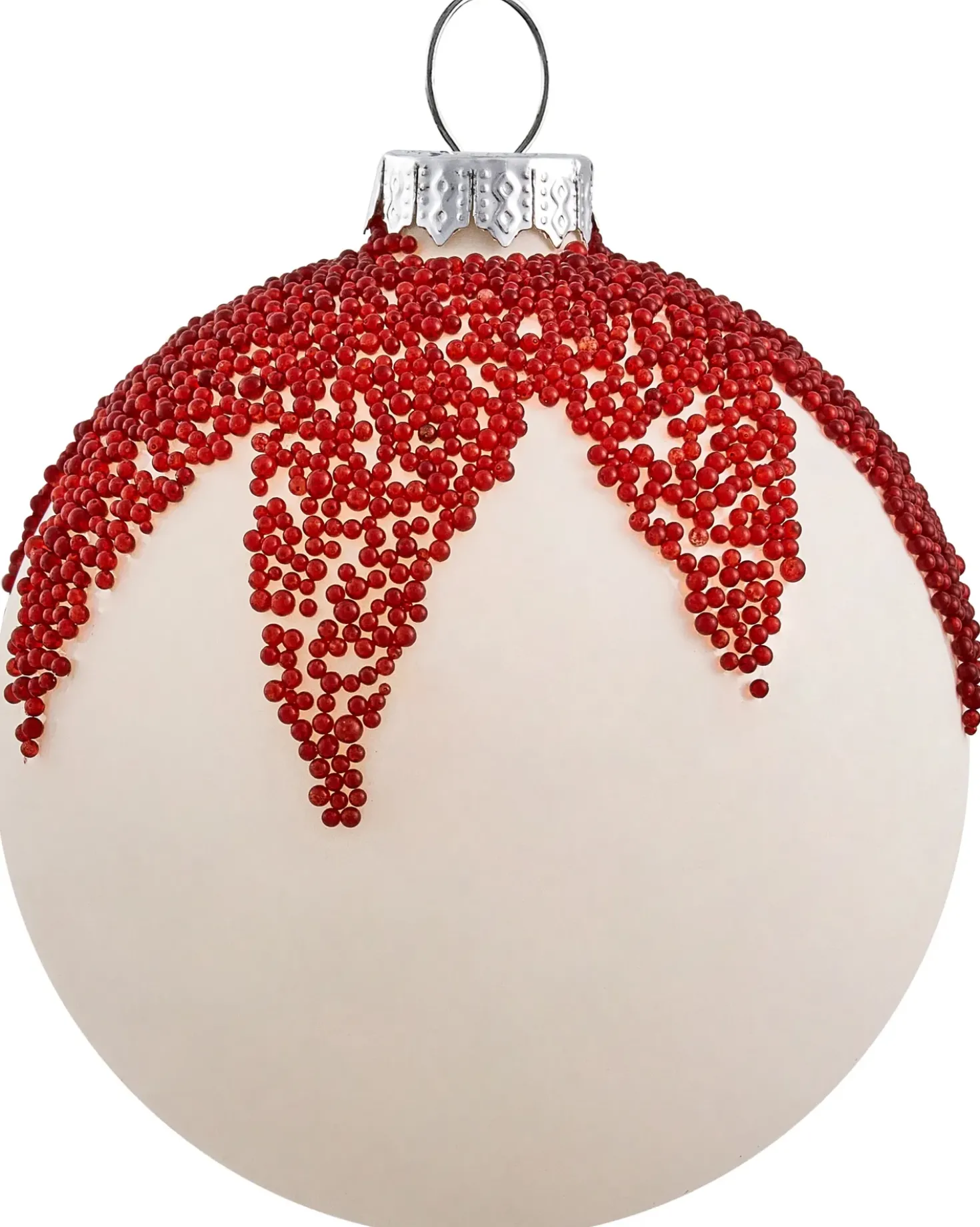 Set di 50 palline decorative SNOWFLAKE Vetro Rosso/Bianco