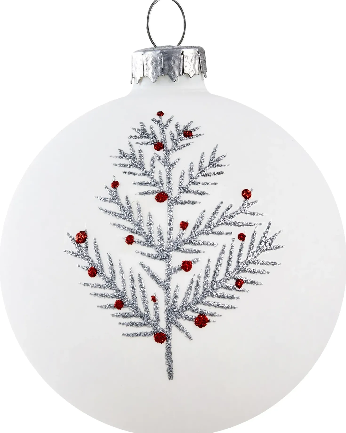 Set di 50 palline decorative SNOWFLAKE Vetro Rosso/Bianco