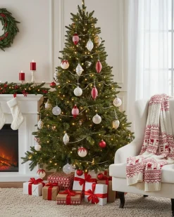 Set di 50 palline decorative SNOWFLAKE Vetro Rosso/Bianco