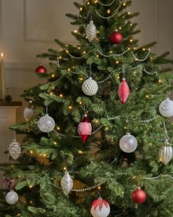 Set di 50 palline decorative SNOWFLAKE Vetro Rosso/Bianco