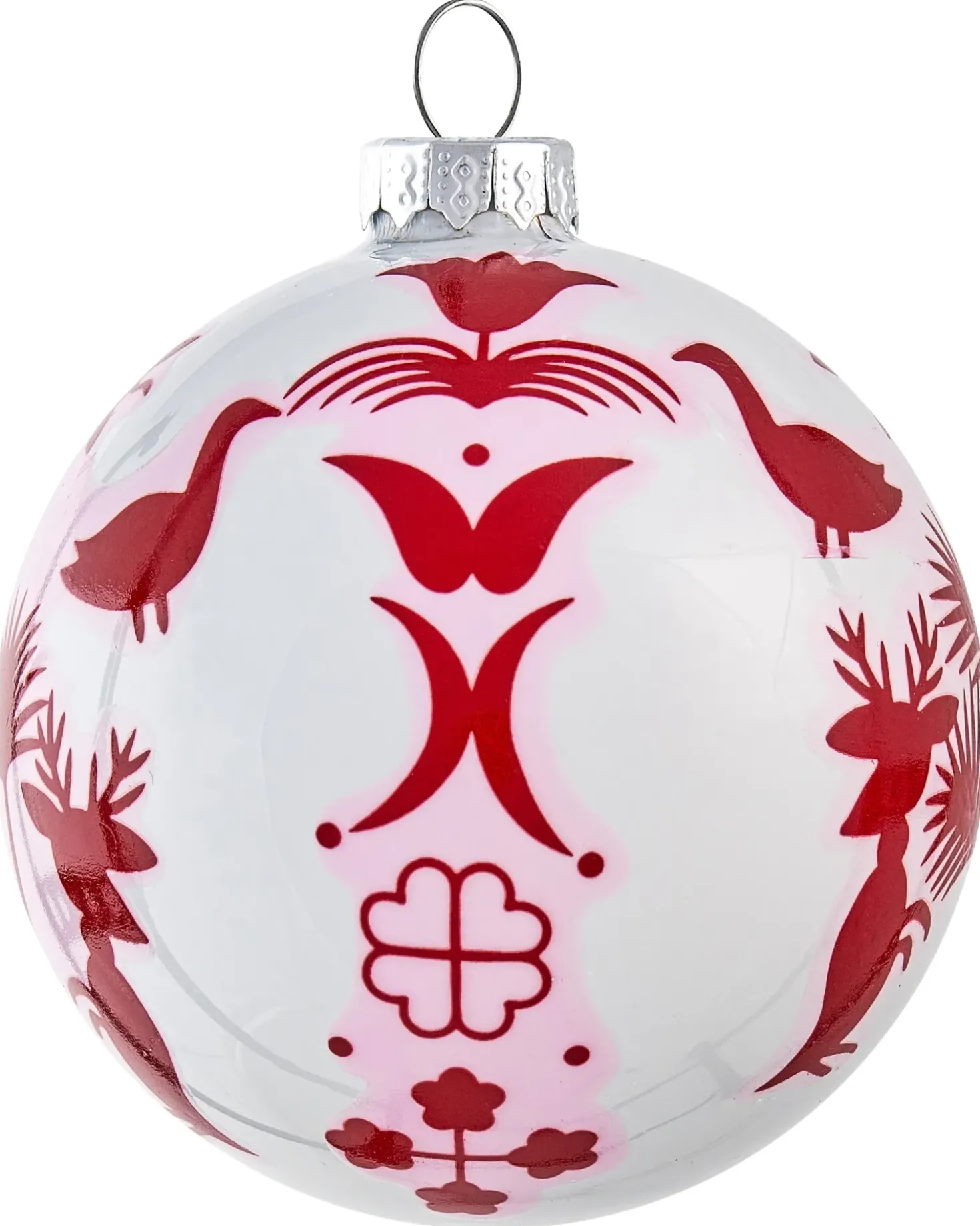 Set di 50 palline decorative SNOWFLAKE Vetro Rosso/Bianco
