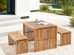 Set di 2 panche da giardino SULZANO 150 cm Legno d'acacia Marrone
