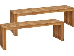 Set di 2 panche da giardino SULZANO 150 cm Legno d'acacia Marrone
