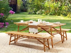 Set di 2 panche da giardino TINDARI 180 cm Bambù Marrone chiaro