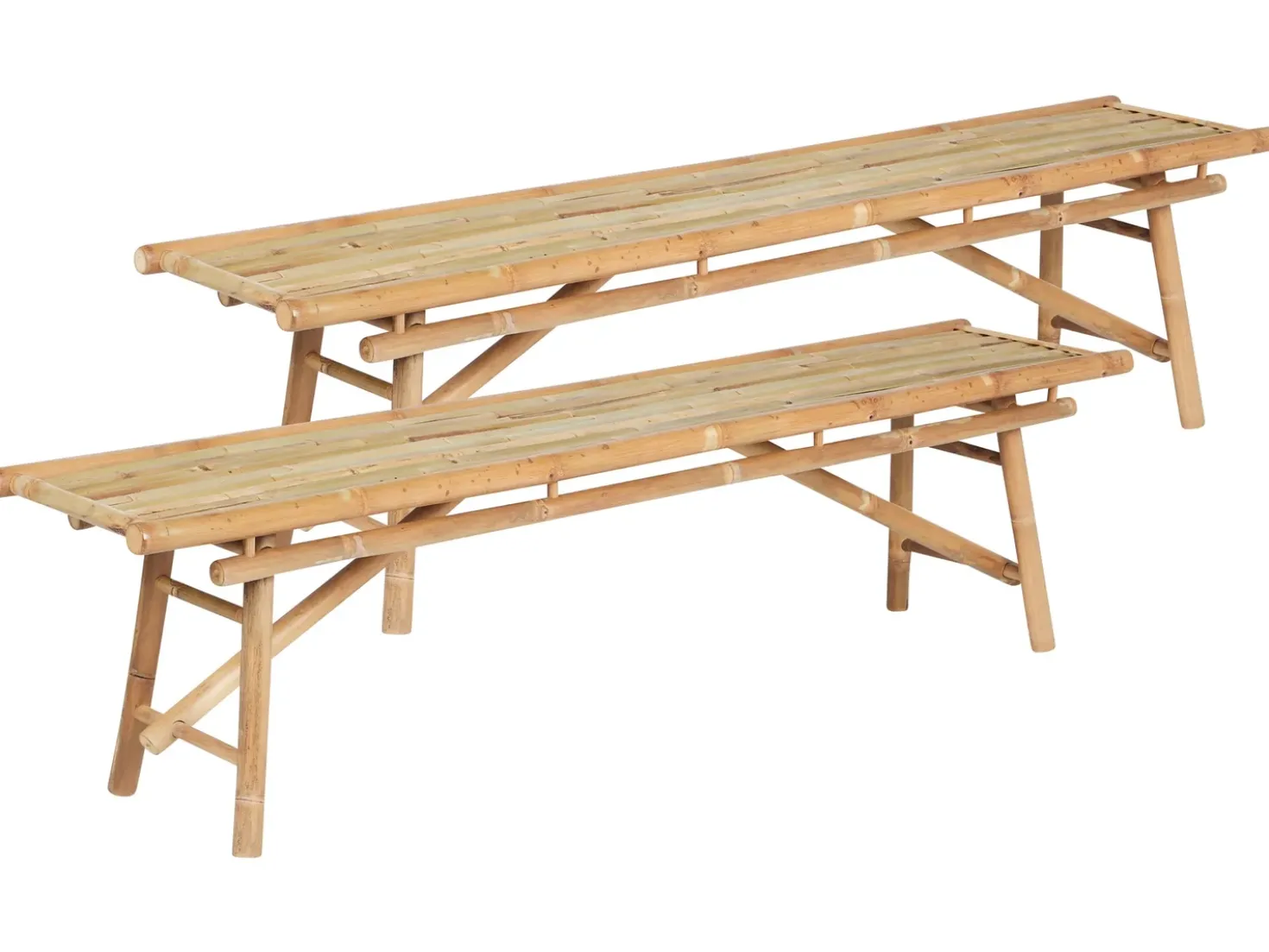 Set di 2 panche da giardino TINDARI 180 cm Bambù Marrone chiaro