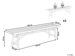 Set di 2 panche da giardino TINDARI 180 cm Bambù Marrone chiaro