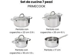 Set di 7 pentole PRIMECOOK Acciaio inox Argento