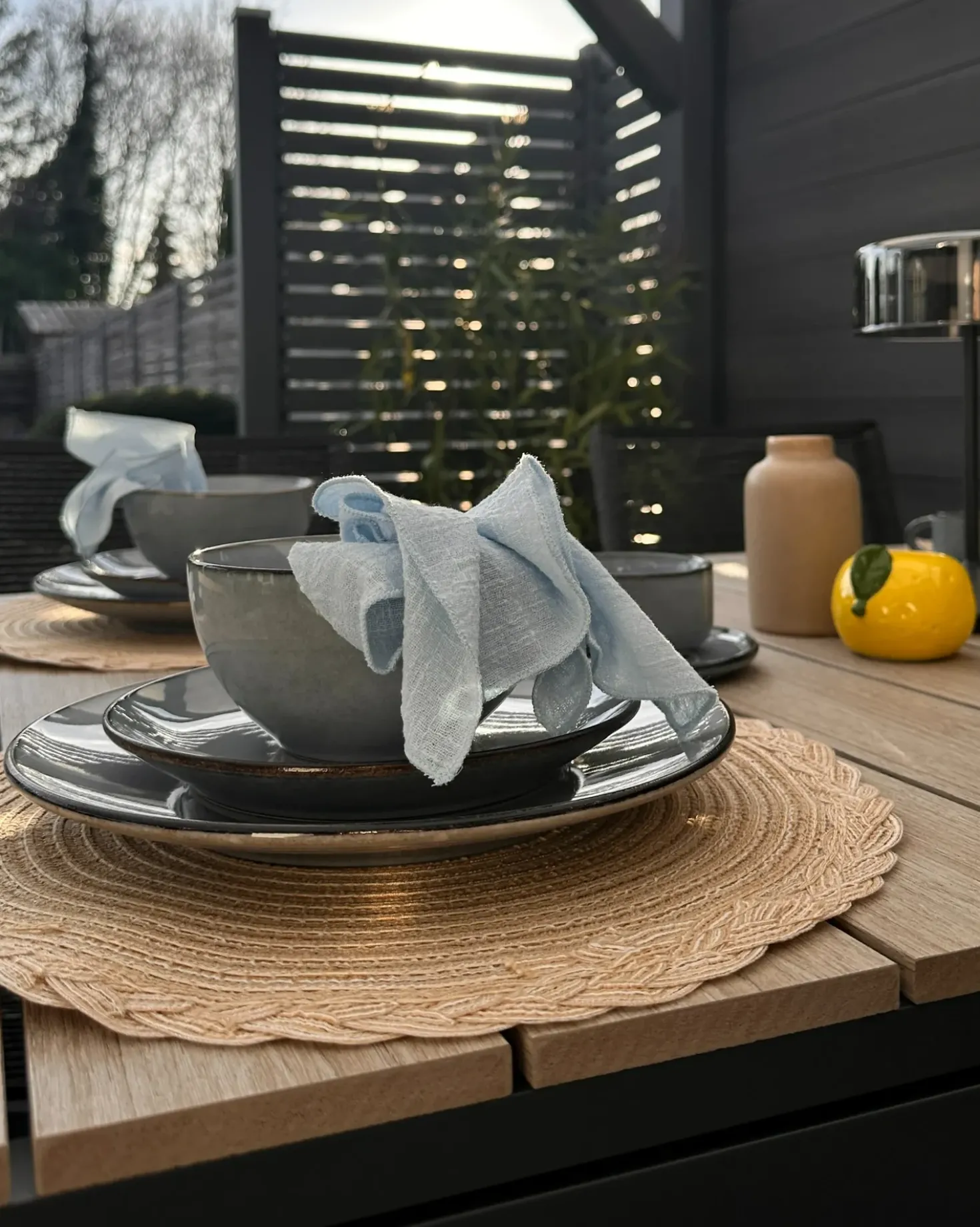 Set di 4 piatti da antipasto JUNIPER Gres porcellanato Azzurro
