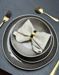 Set di 4 Piatti fondi COSTMARY Gres porcellanato Grigio