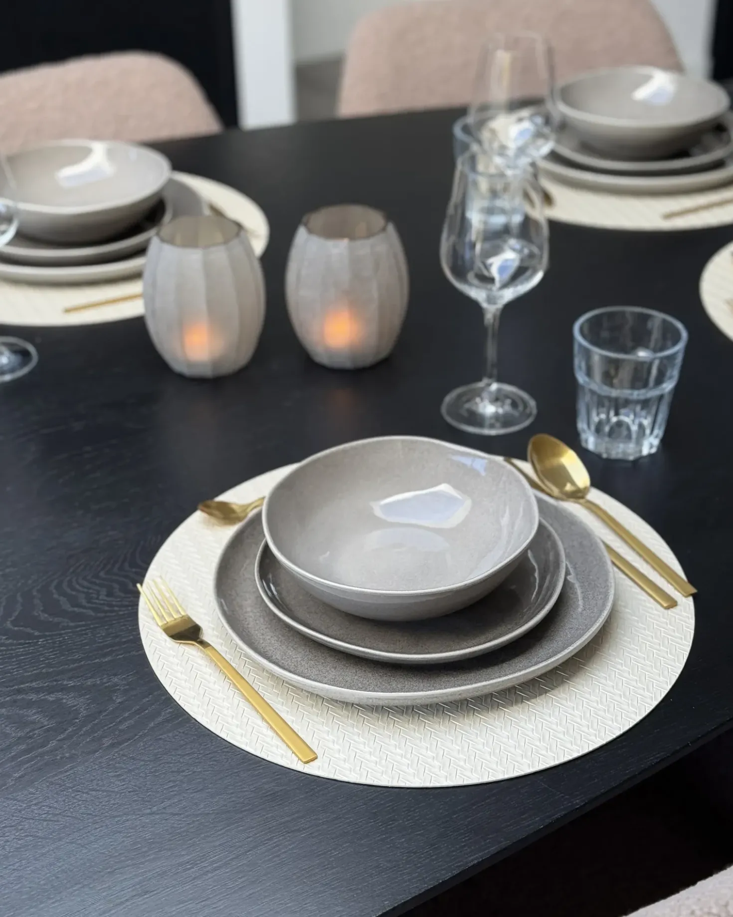 Set di 4 Piatti fondi COSTMARY Gres porcellanato Grigio