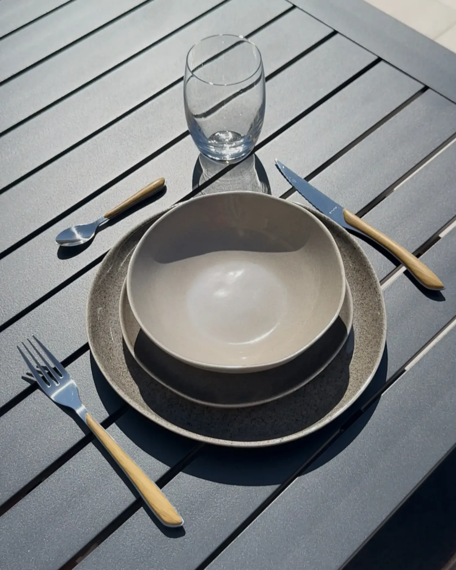 Set di 8 piatti fondi COSTMARY Gres porcellanato Grigio
