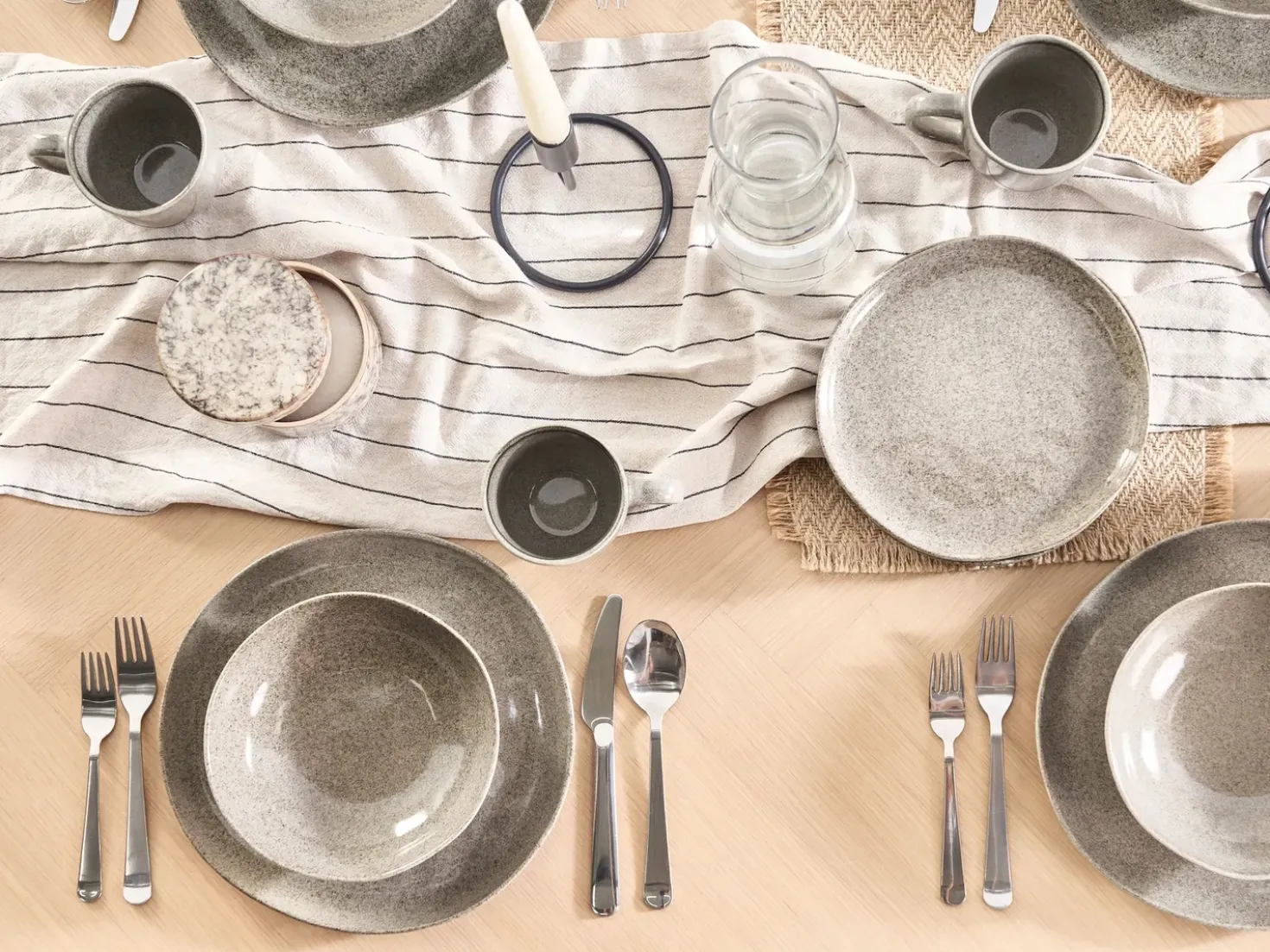 Set di 8 piatti fondi COSTMARY Gres porcellanato Grigio