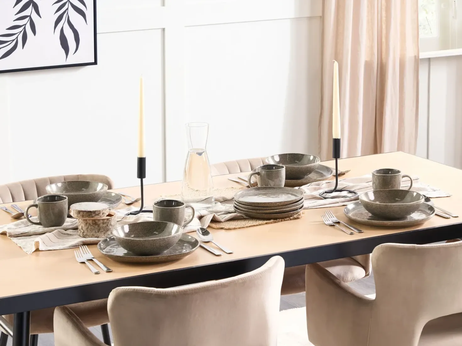 Set di 8 piatti fondi COSTMARY Gres porcellanato Grigio