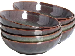 Set di 8 piatti fondi THYME Gres porcellanato Verde scuro