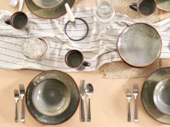 Set di 8 piatti fondi THYME Gres porcellanato Verde scuro